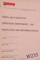 Whitney-Whitney 650 Fabricator, Duplicator, Owners Operation, Parts & Programming Manual-650-01